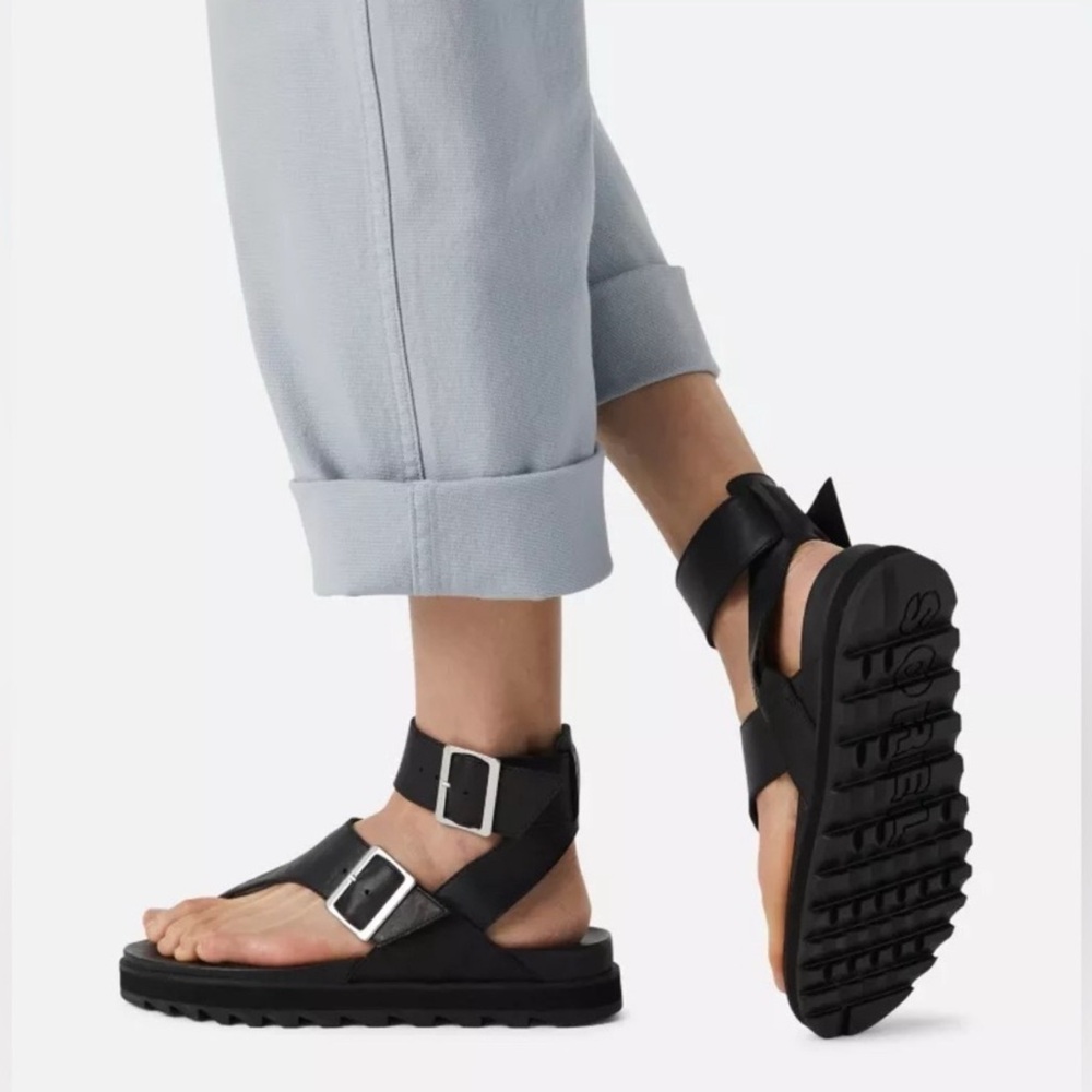 Sorel Black Buckle Sandals